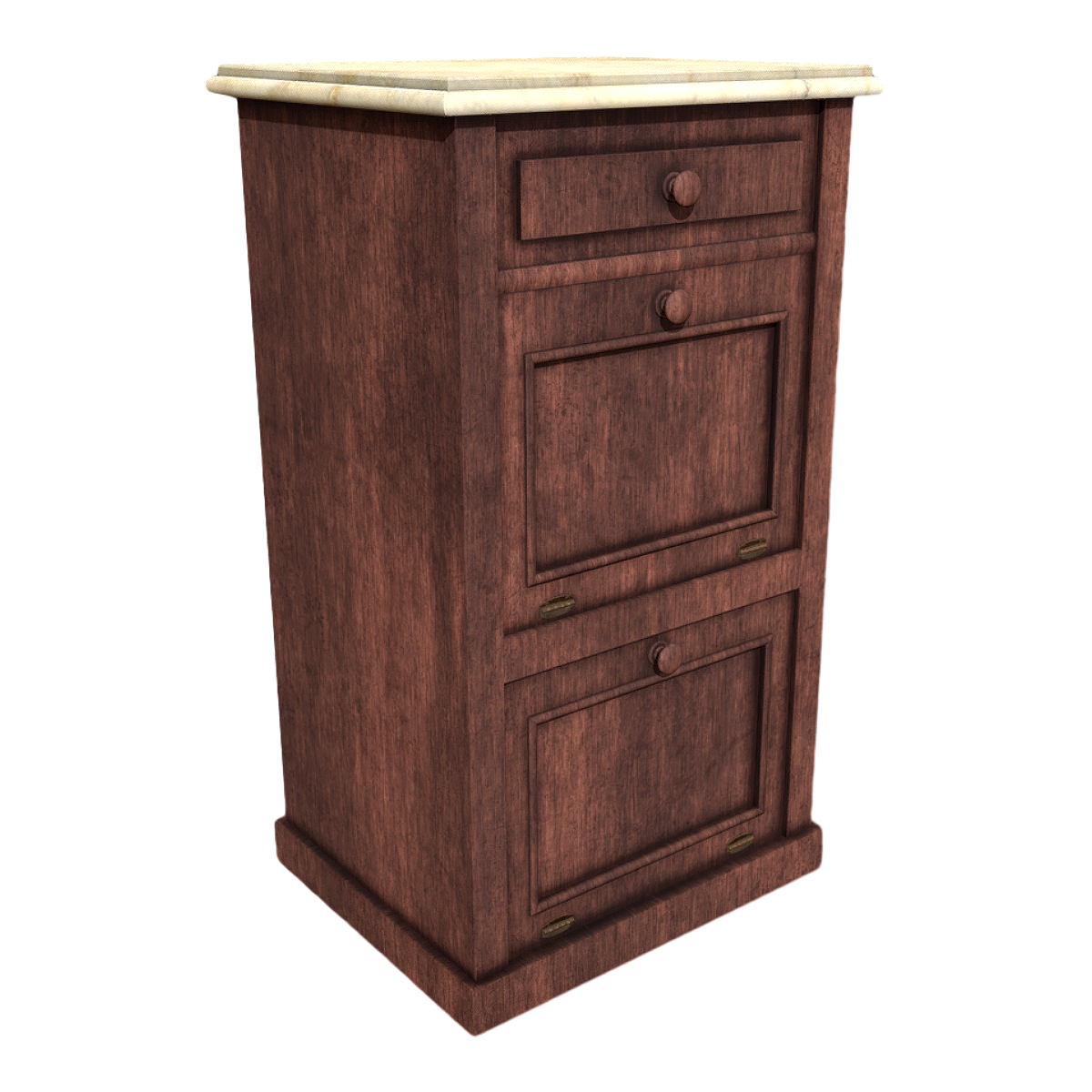 Retro Solid Wood Locker 3D Model