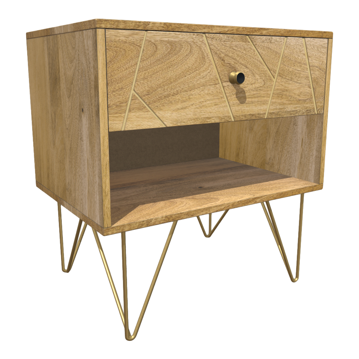Simple solid wood bedside table 3D model