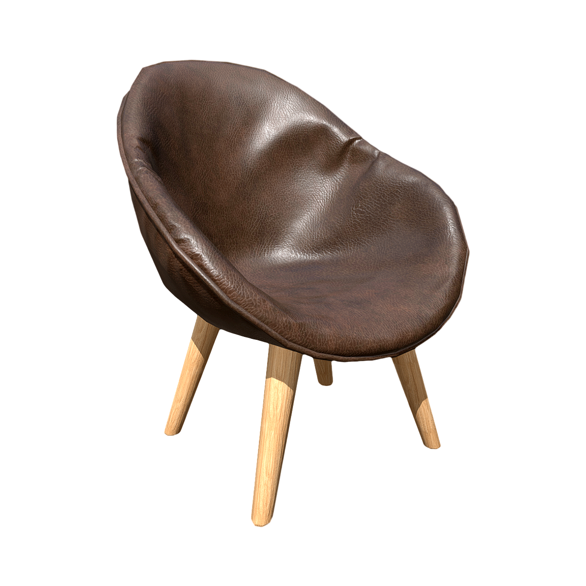 Simple leather sofa chair 3D model
