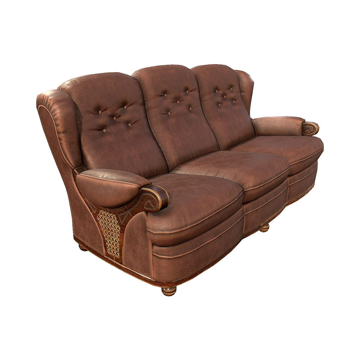 Retro European leather sofa 3D model