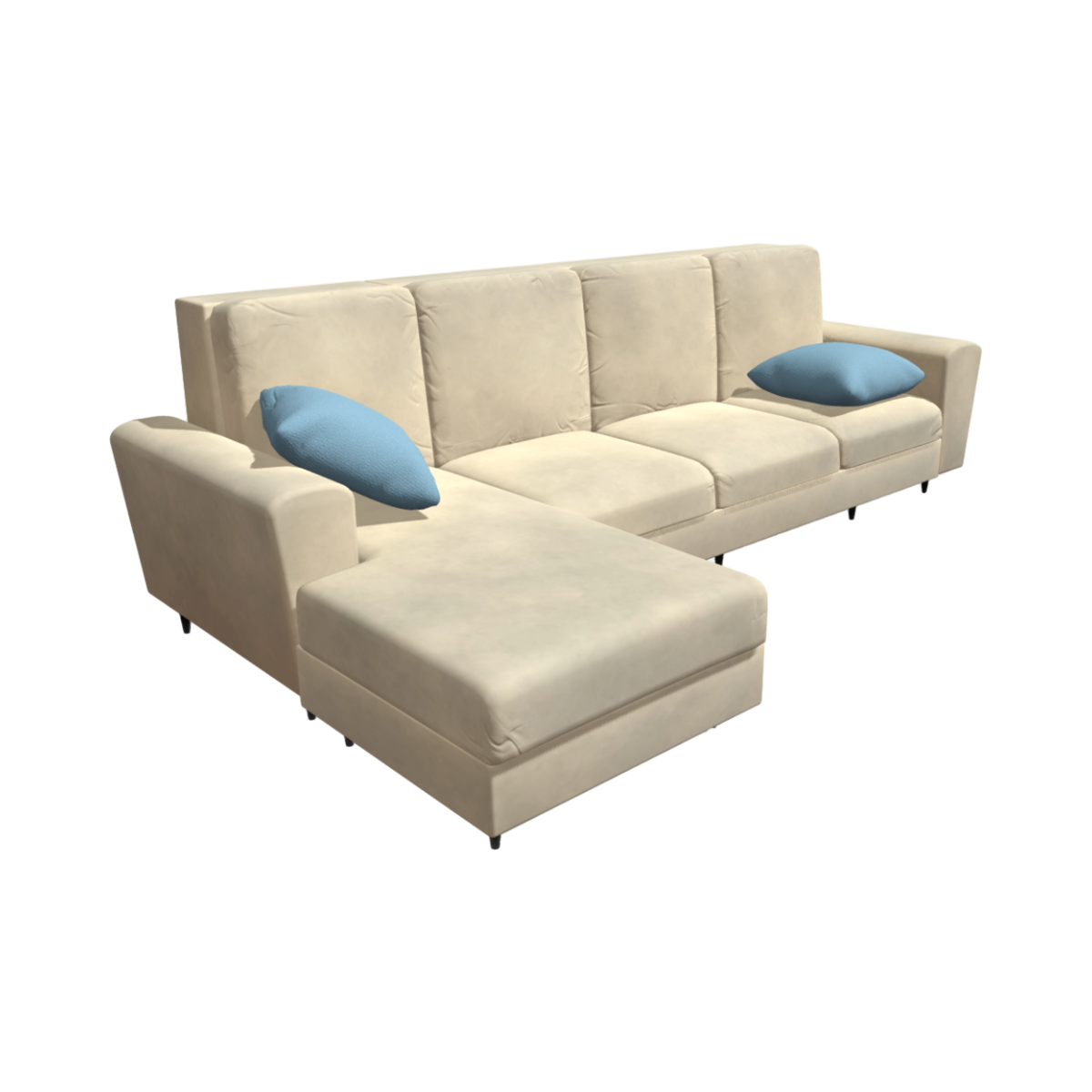 Nordic fabric corner sofa 3D model