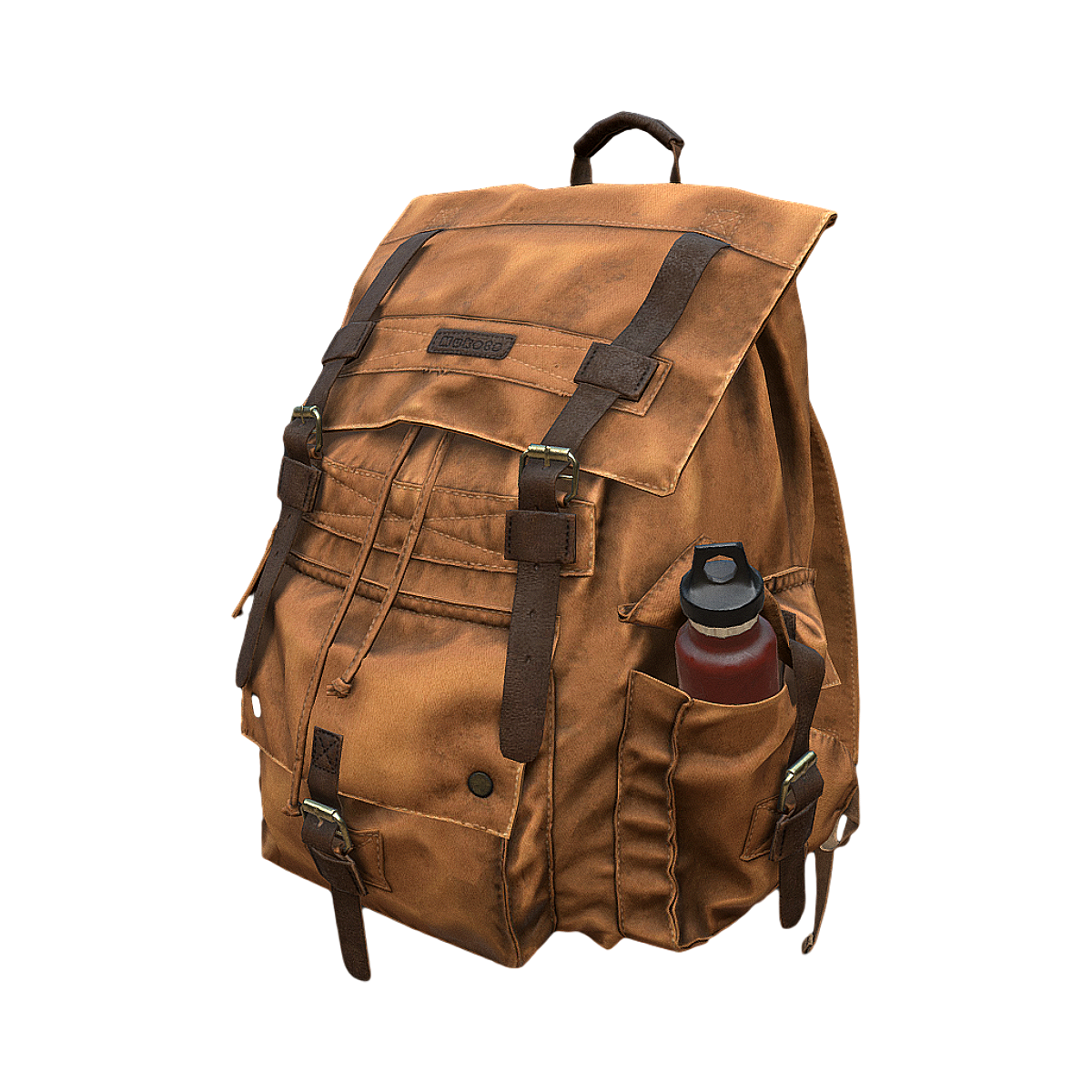 European and American vintage oil wax canvas backpack 3D model