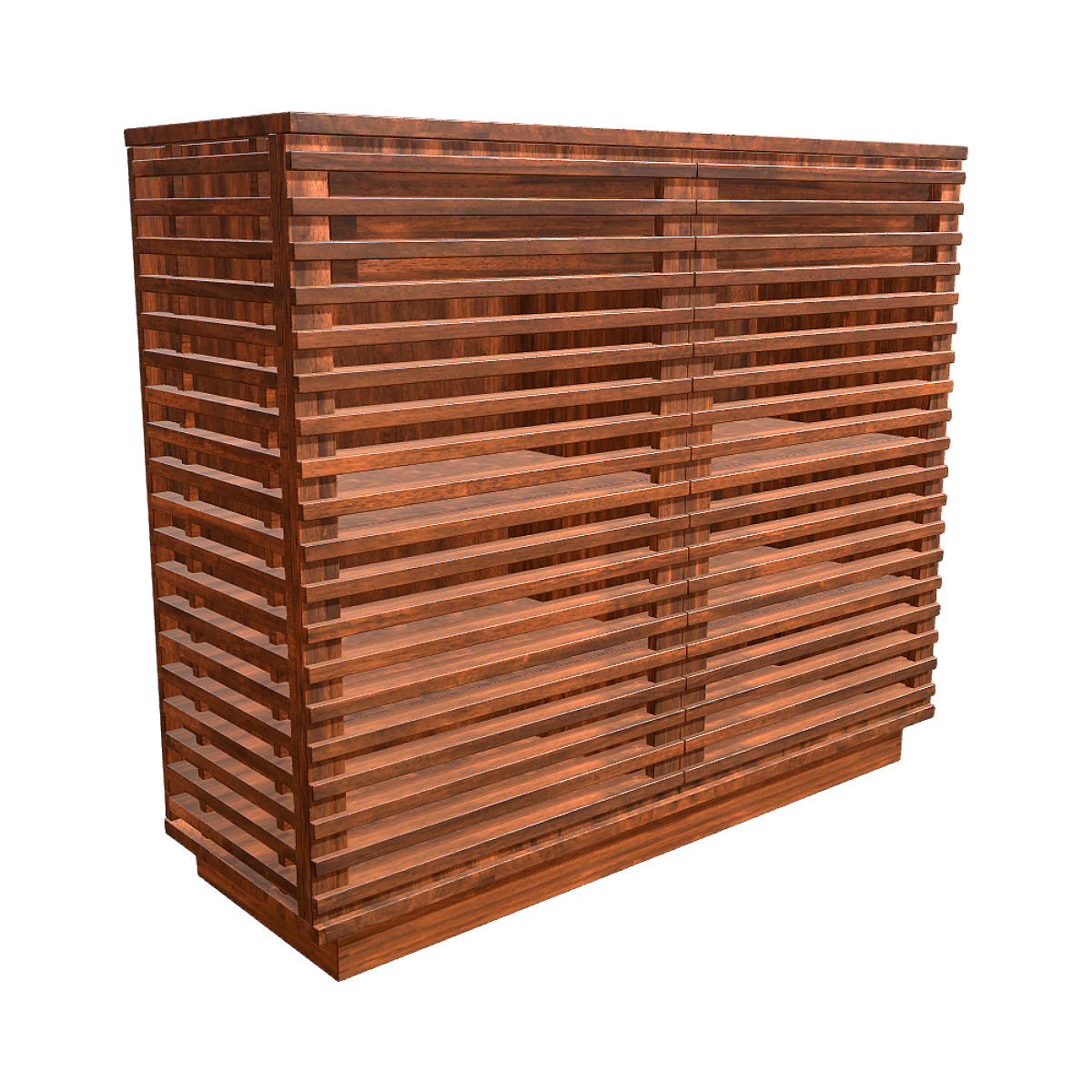 Solid Wood Hollow Double Door Locker 3D Model