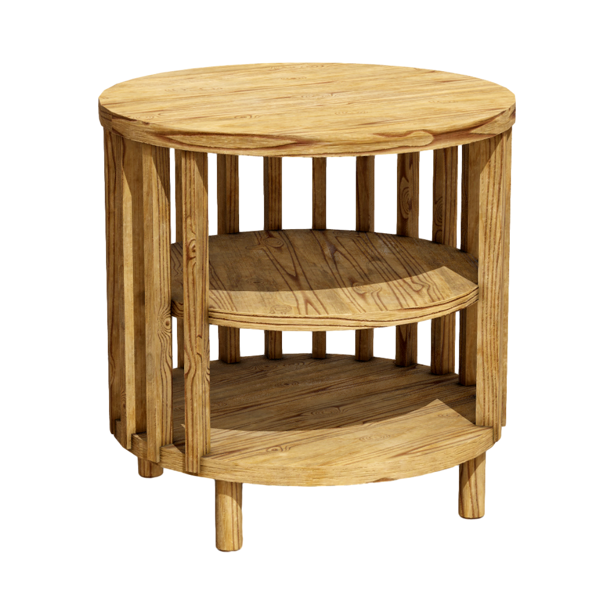 Solid wood hollow bedside cabinet 3D model