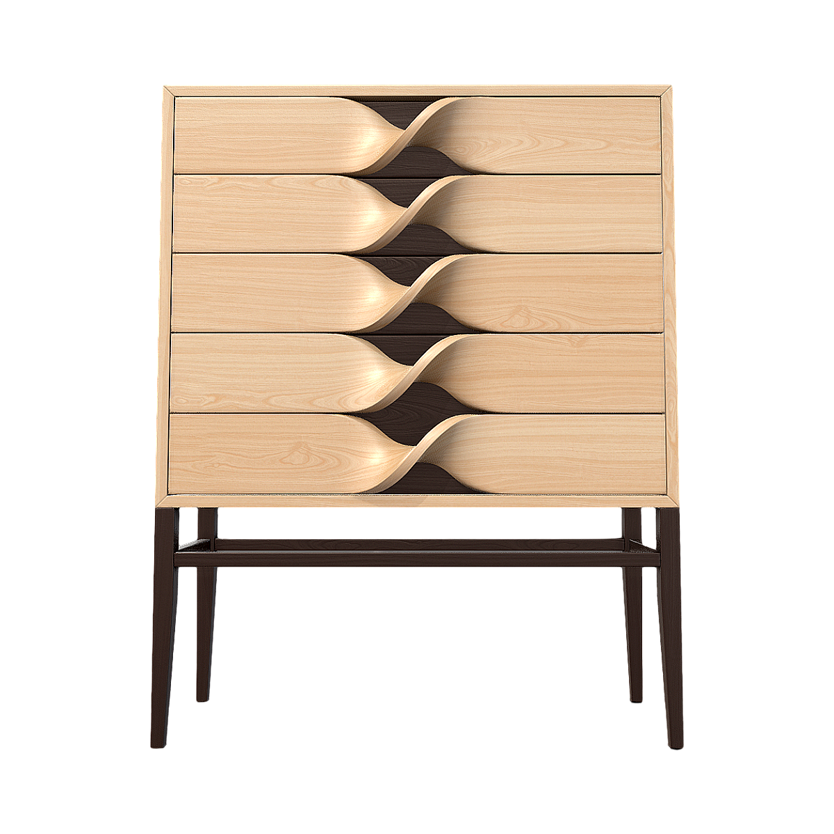 Solid wood creative high chest of drawers 3D model