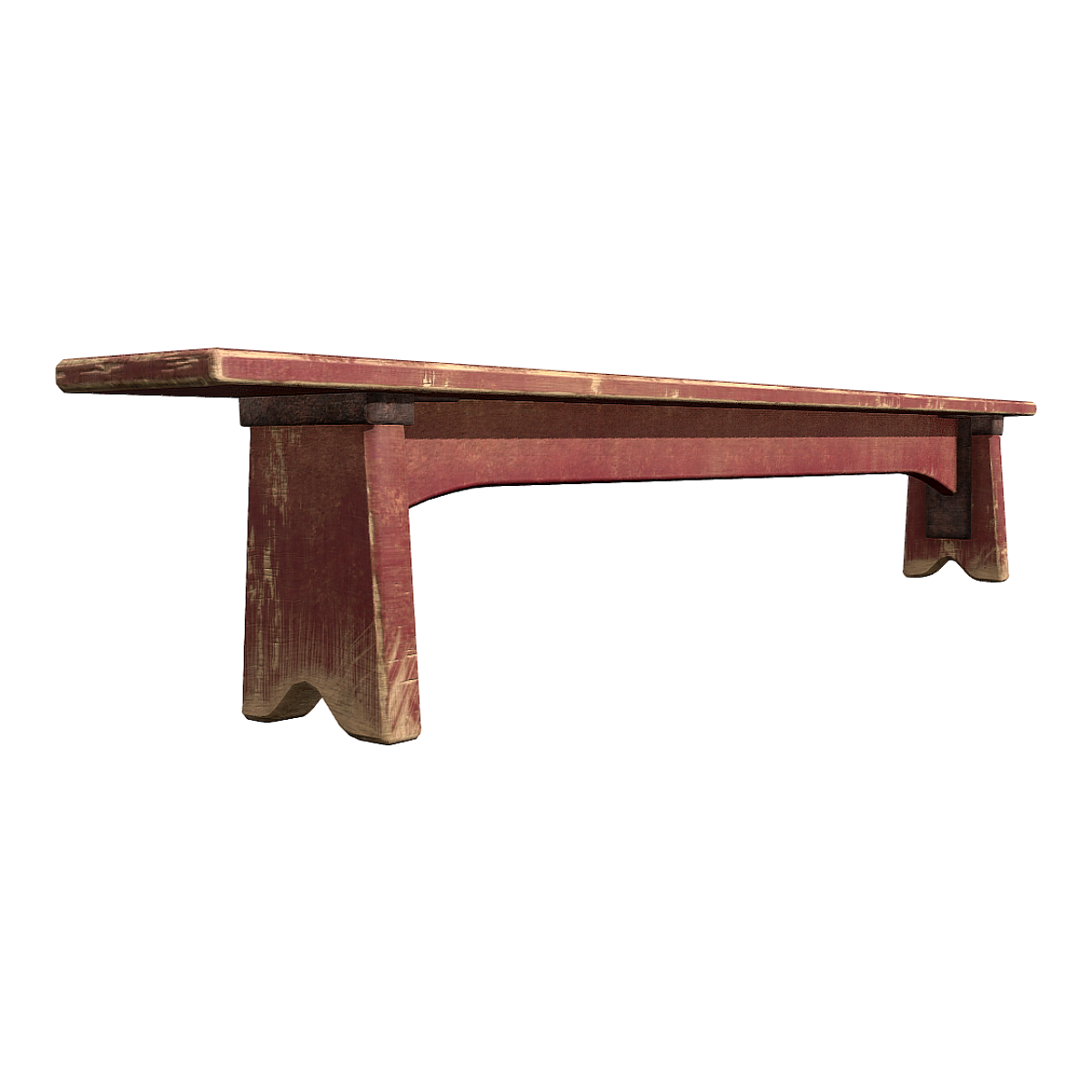 Nostalgic Retro Red Lacquer Bench 3D Model