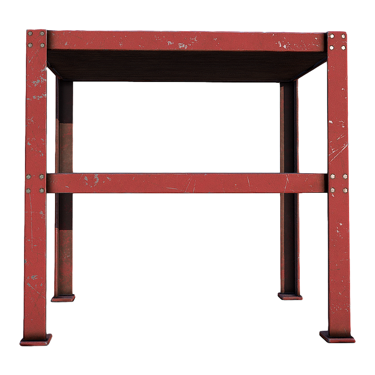 Old double wood face red paint iron frame