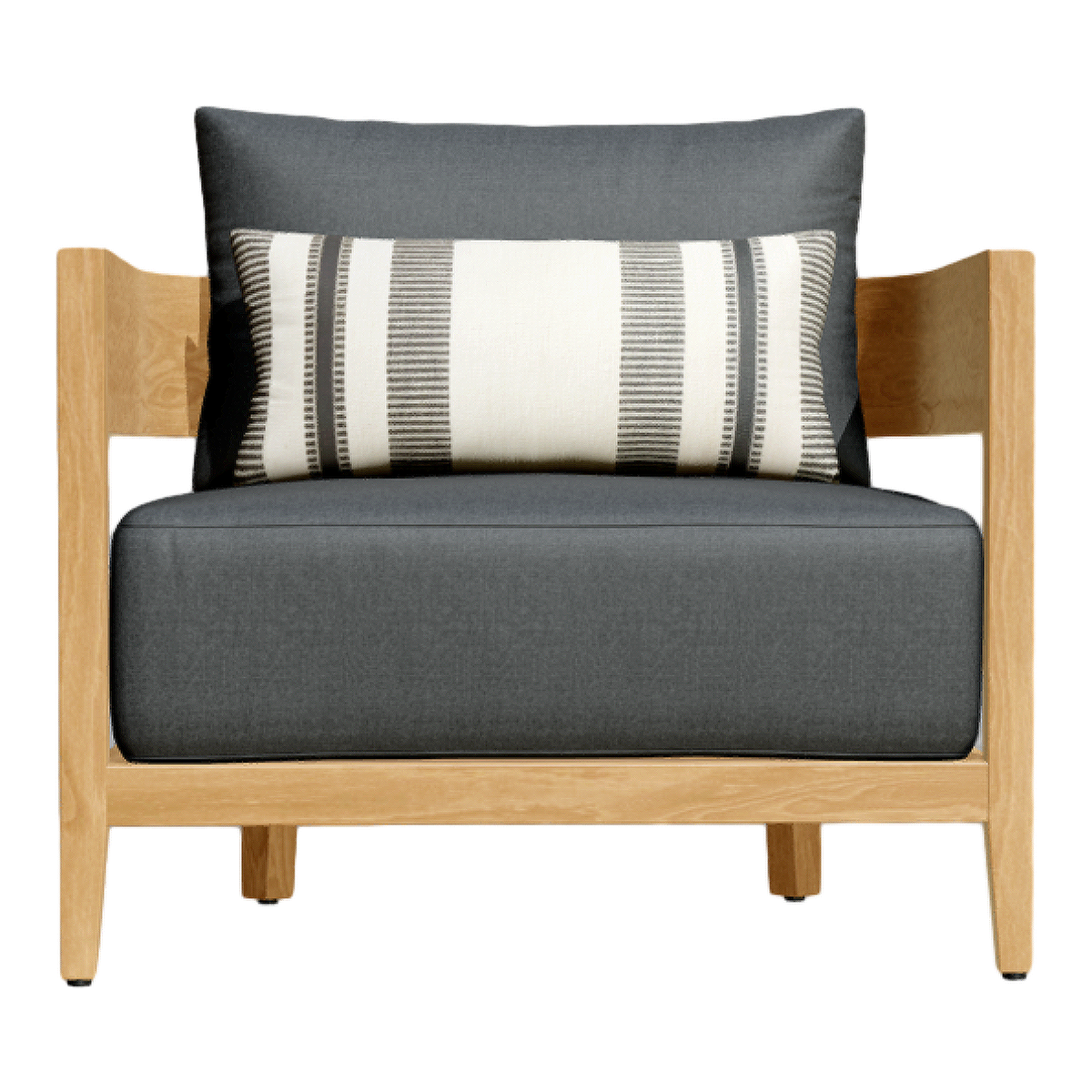 Modern Japanese Style Grey Fabric Solid Wood Backrest Chair