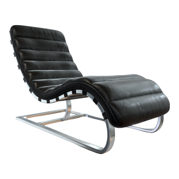 Modern Simple Black Oil Wax Lazy Lounge Chair