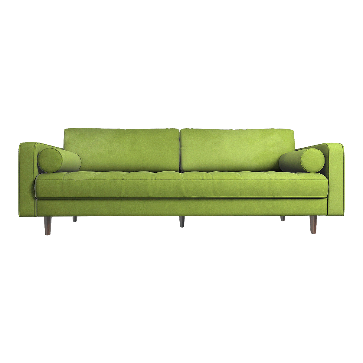Simple tender green flannel multi-seat one-character sofa