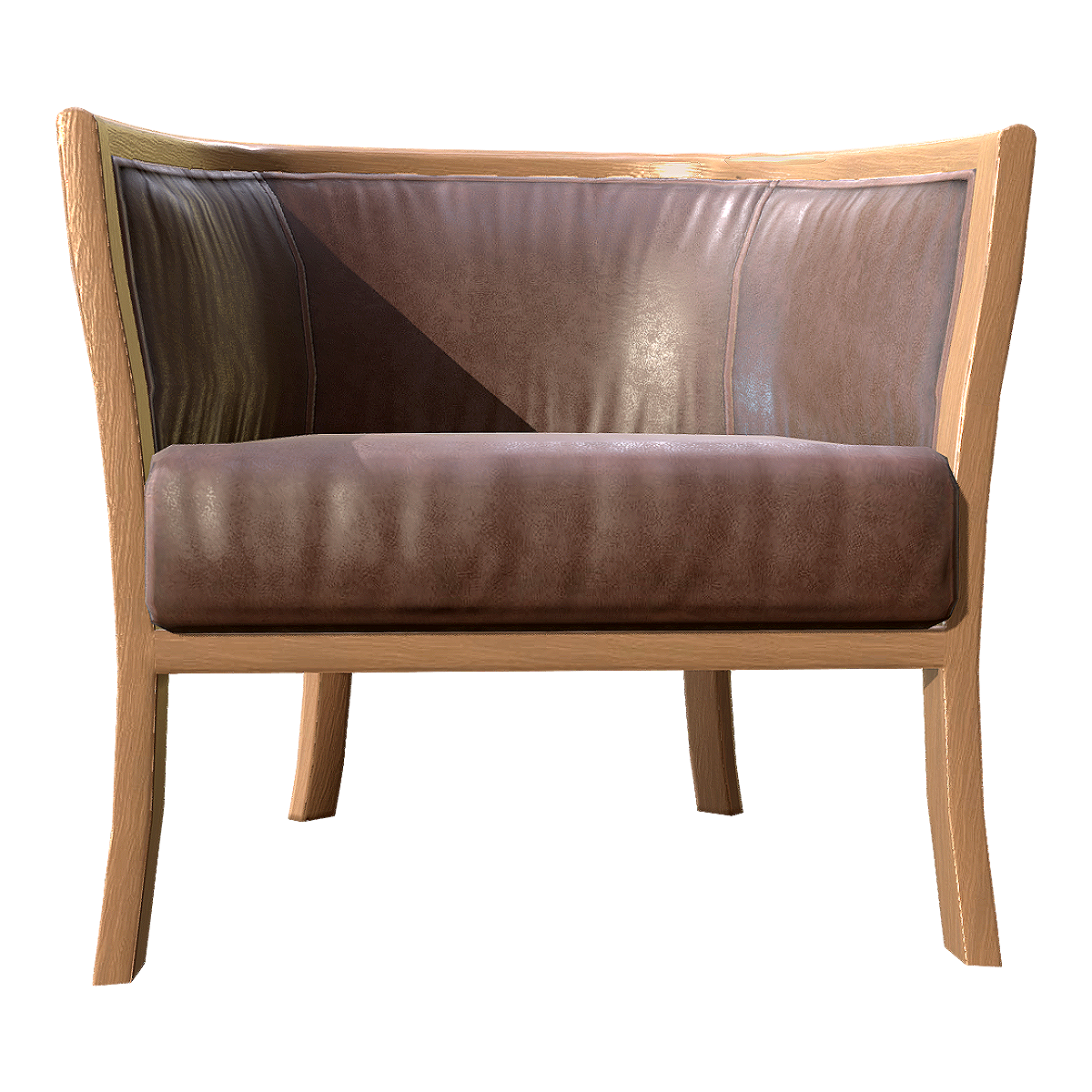 New Chinese Style Simple brown Leather Soft Bag Single Sofa Chair