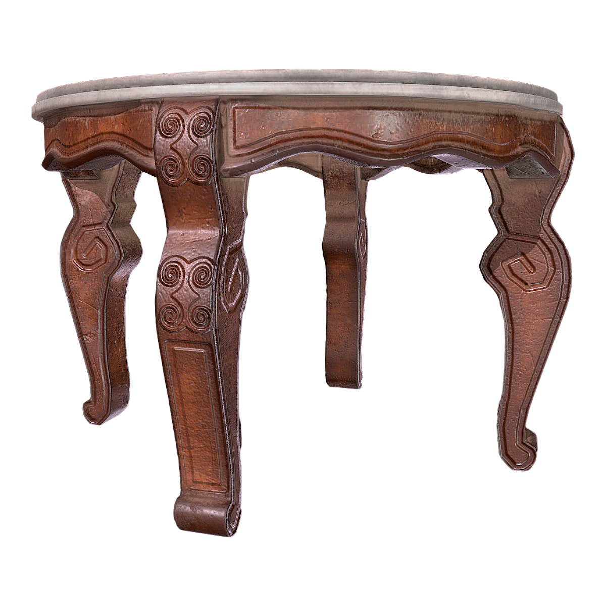 New Chinese Round Marble Panel Solid Wood Coffee Table