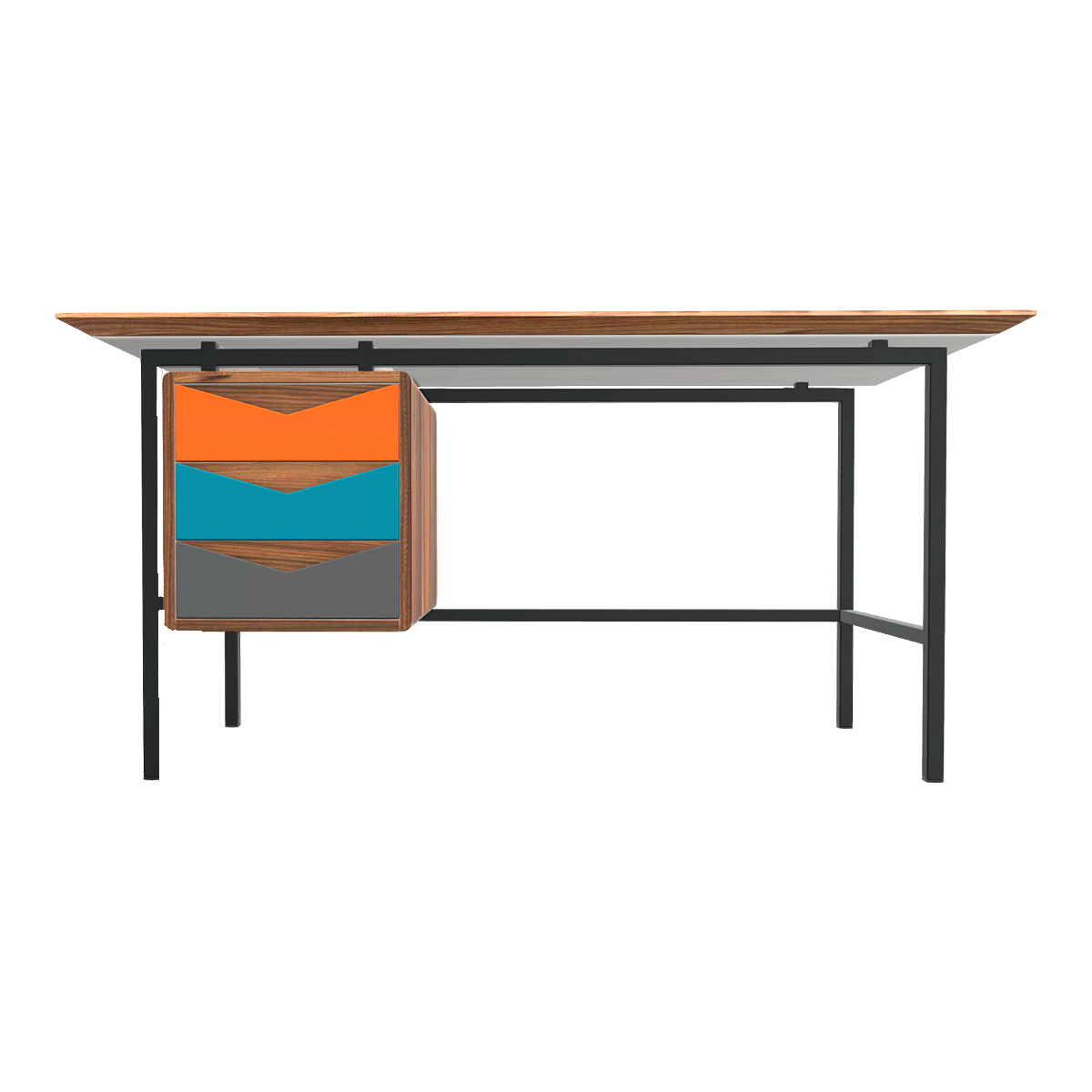 Denmark Finn Juhl Walnut Colorblock Drawer Desk