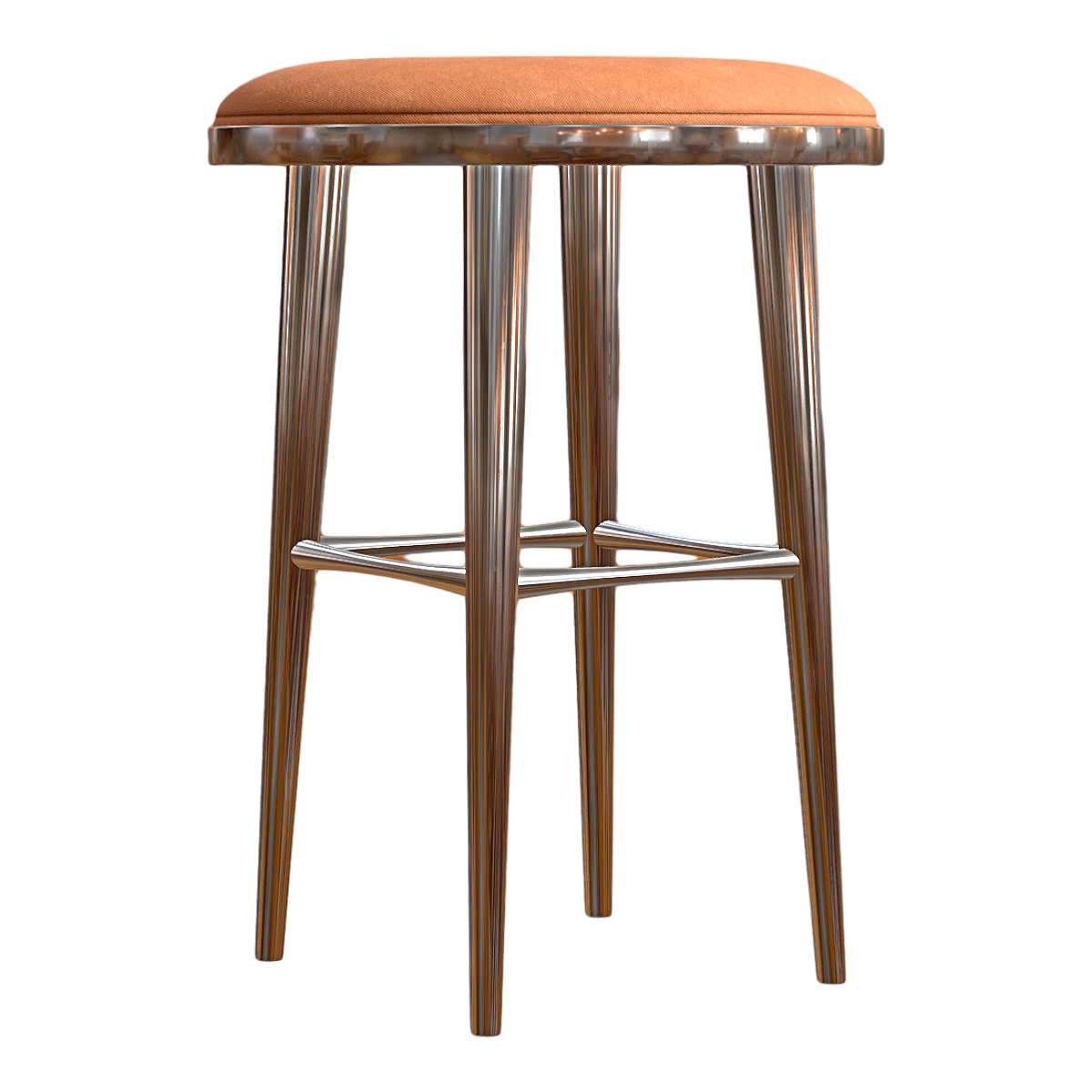 Simple Light Luxury Orange Fabric Soft Bag Round High Stool