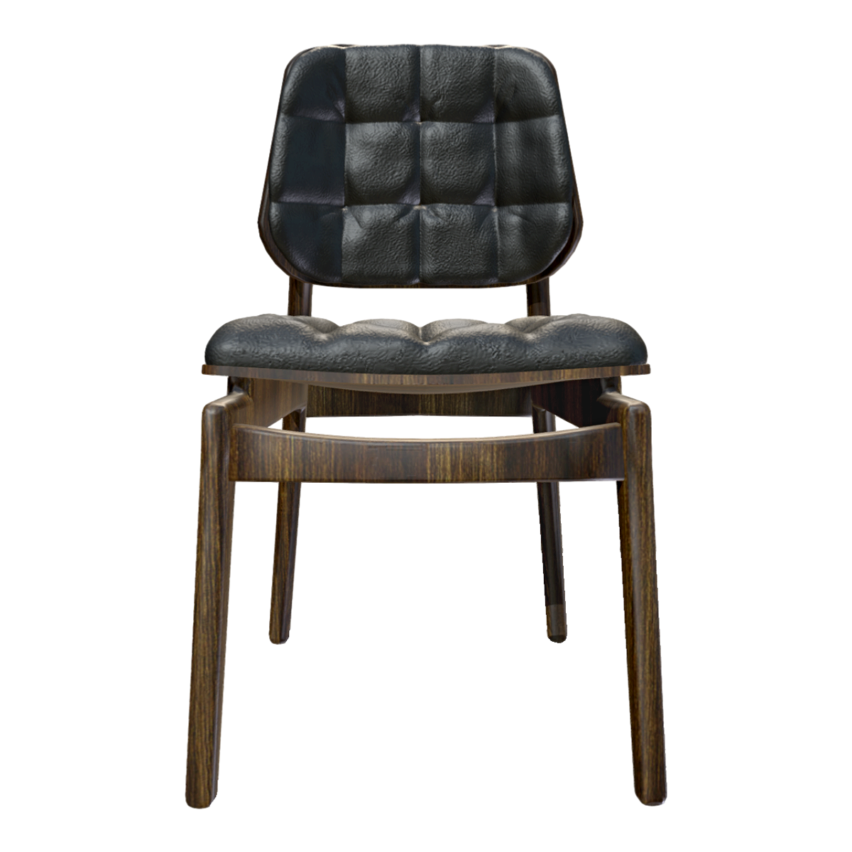 Italian Light Luxury Real Black Leather Solid Wood Backrest Chair
