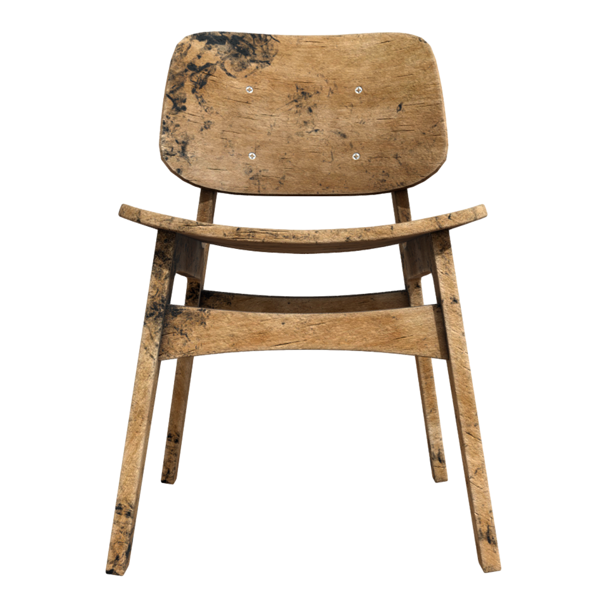 Old dirty stained solid wood chair