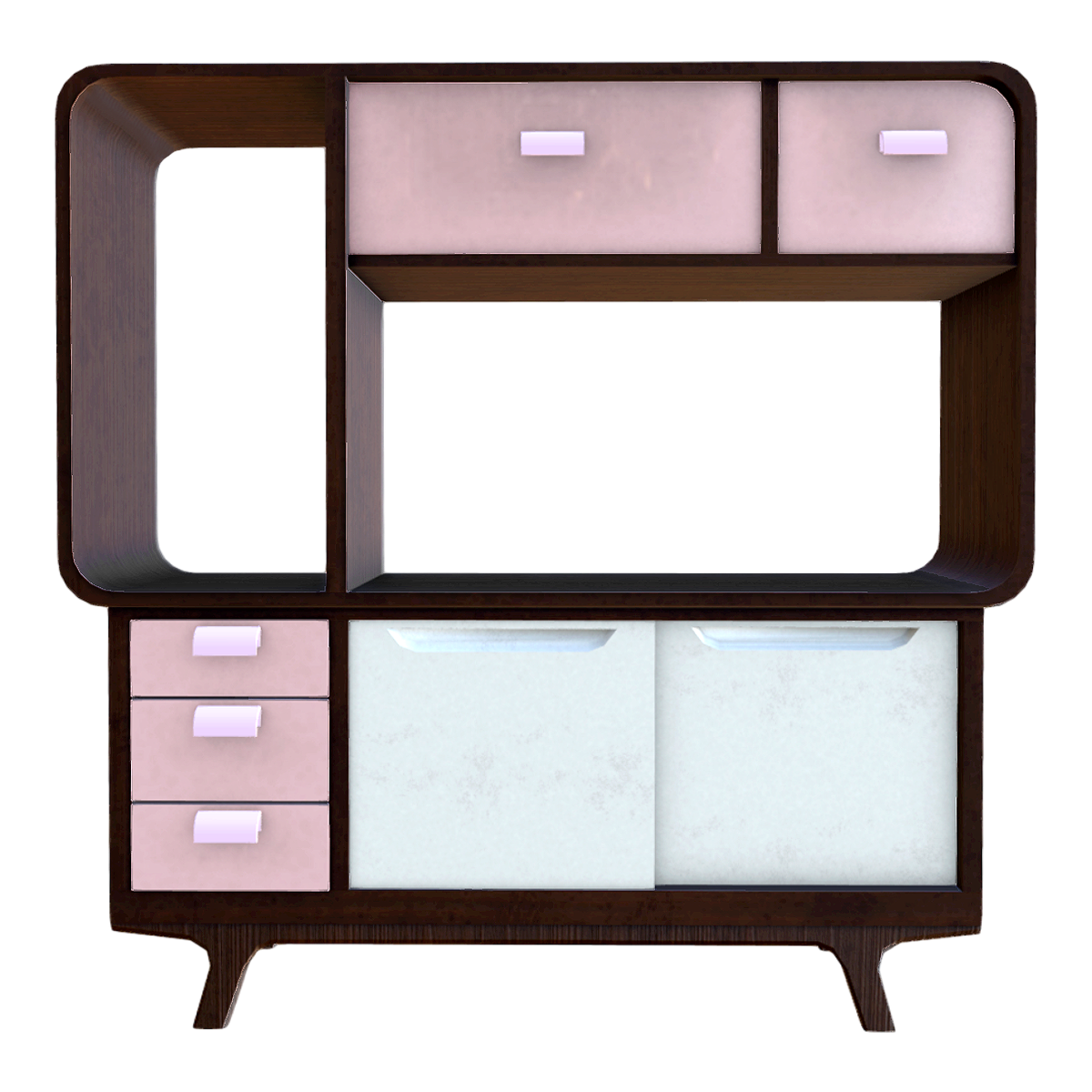 Modern Minimalist Solid Wood Pink White Color Locker