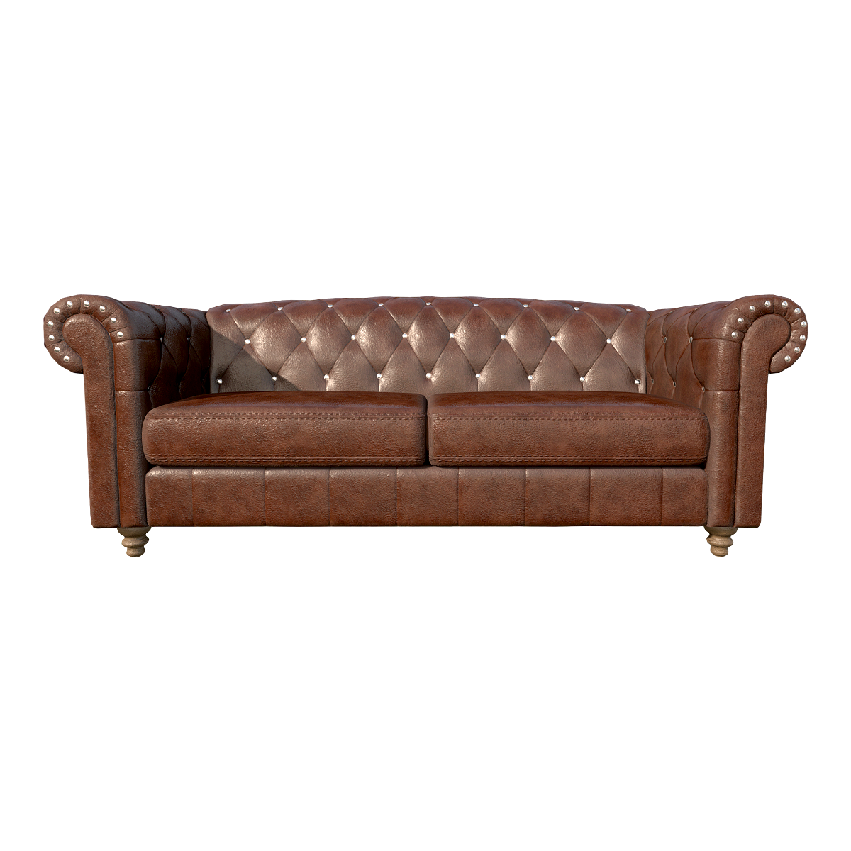 Retro American-style Tan Leather Fit-out Sofa