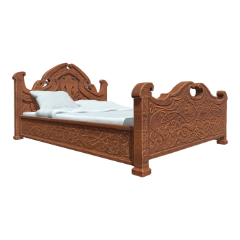 Vintage Solid Wood Carved Imitation Viking Bed