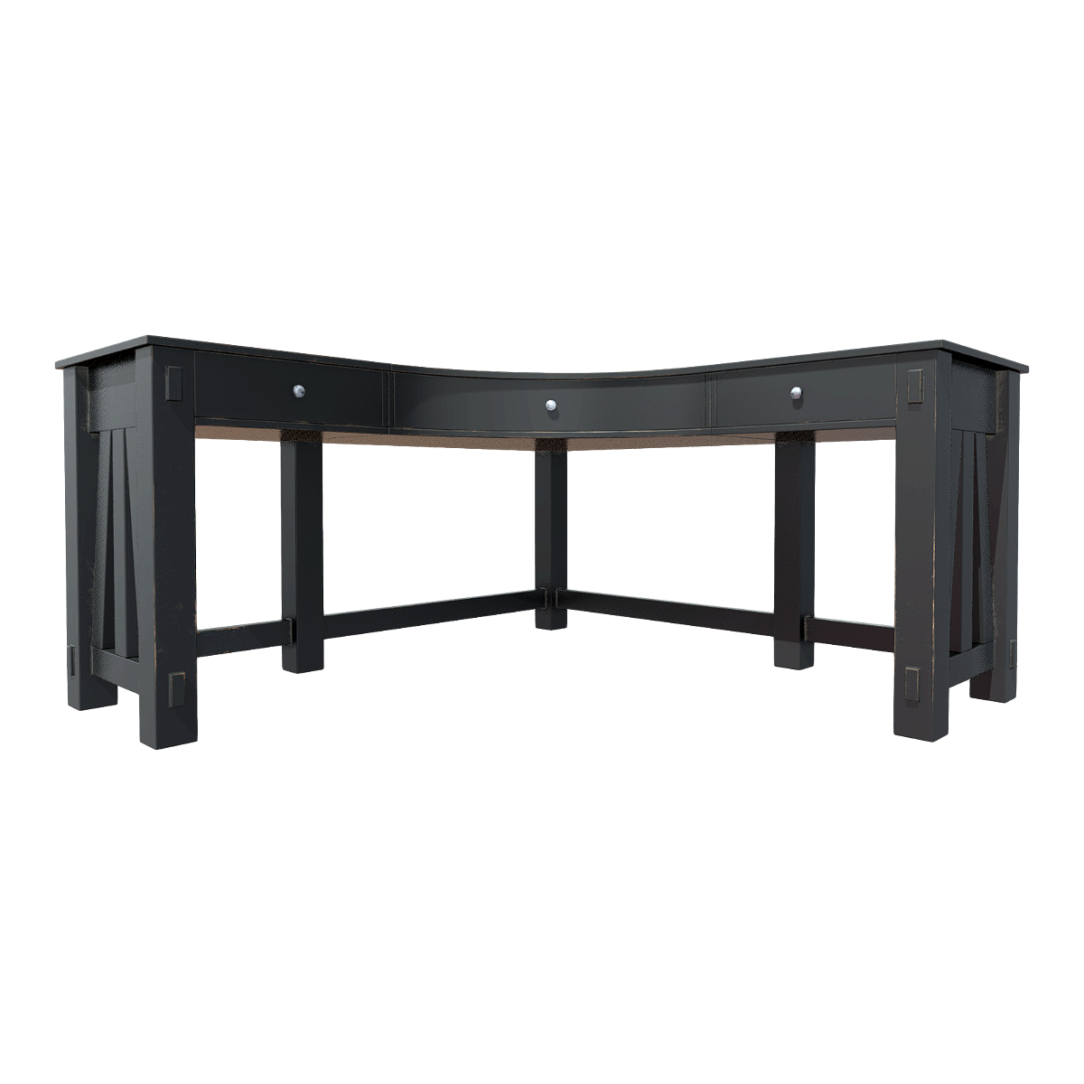 Minimalist Black Solid Wood Corner Desk with Drawer