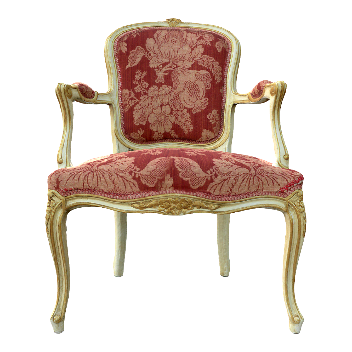 Retro European-style Red Pattern Fabric Backrest Chair