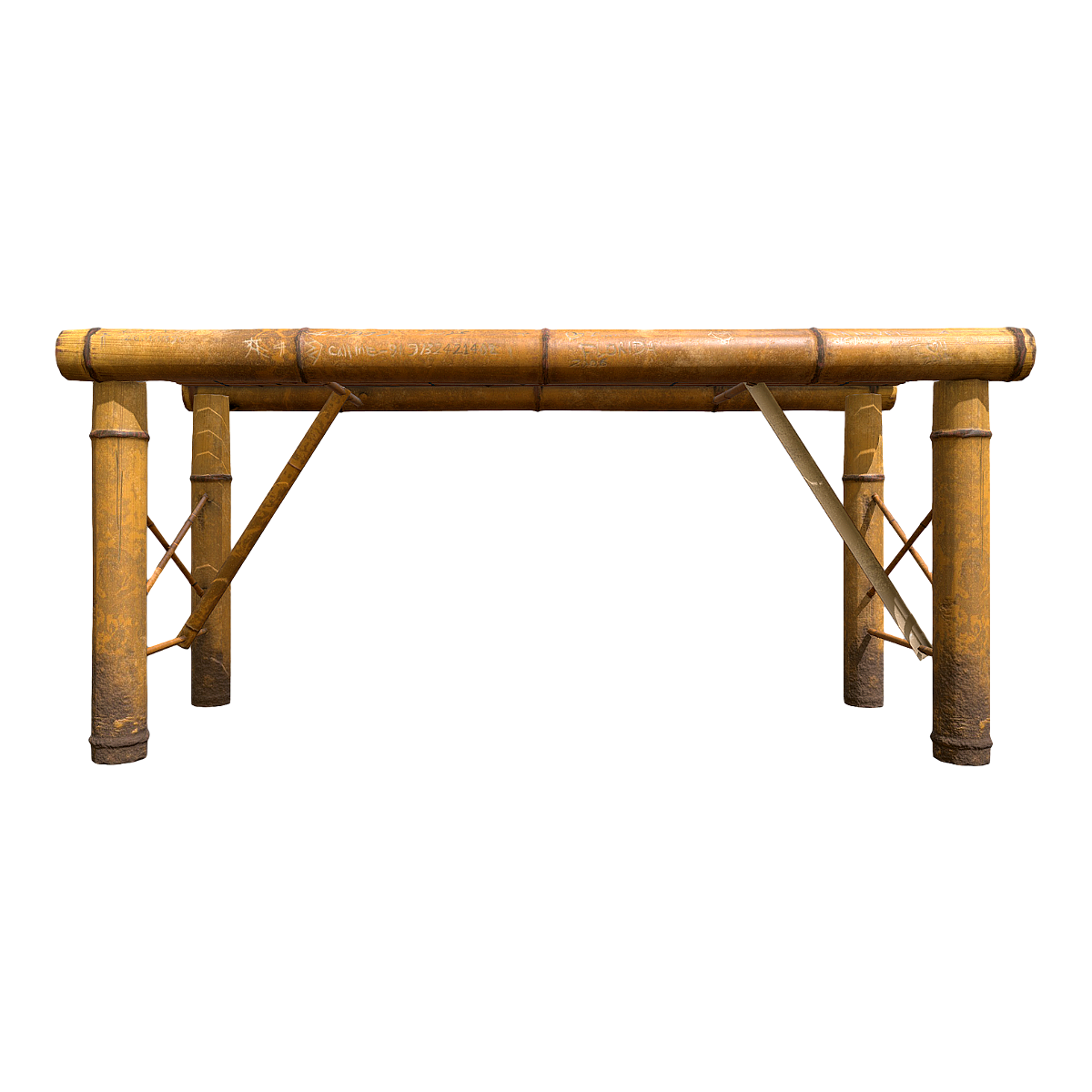 Vintage distressed outdoor rectangular bamboo table