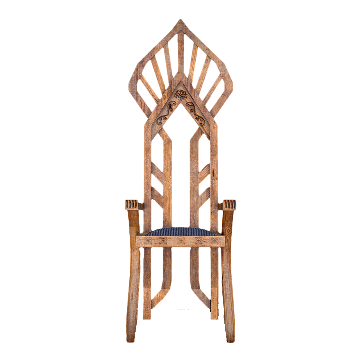 Fantasy style solid wood high back chair