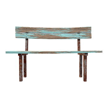 Old paint off outdoor solid wood long back chair