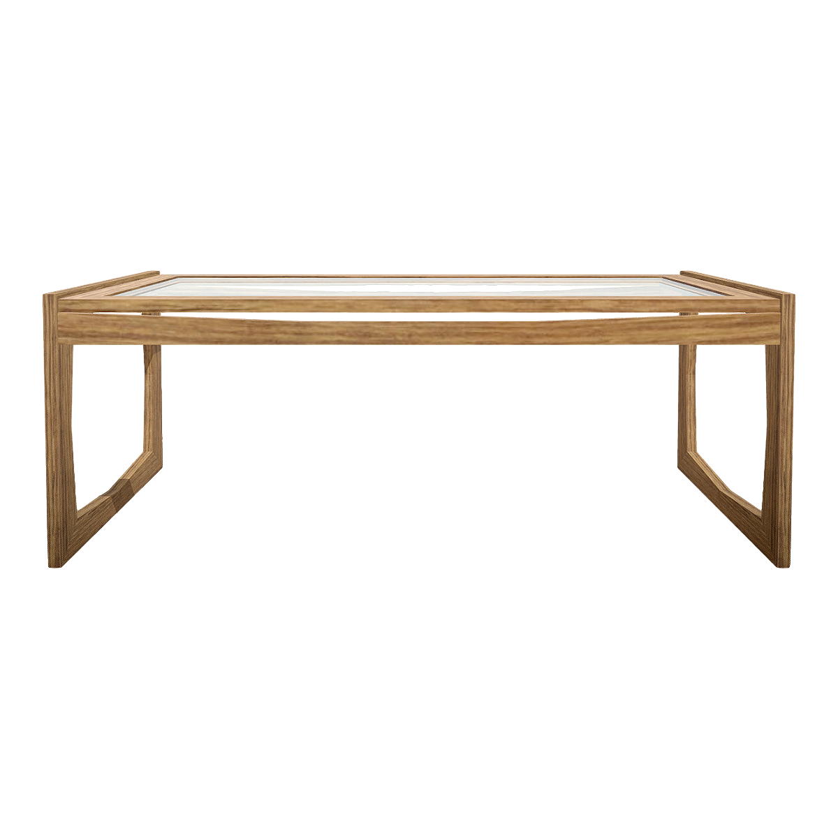 Modern Simple Glass Countertop Solid Wood Rectangular Coffee Table