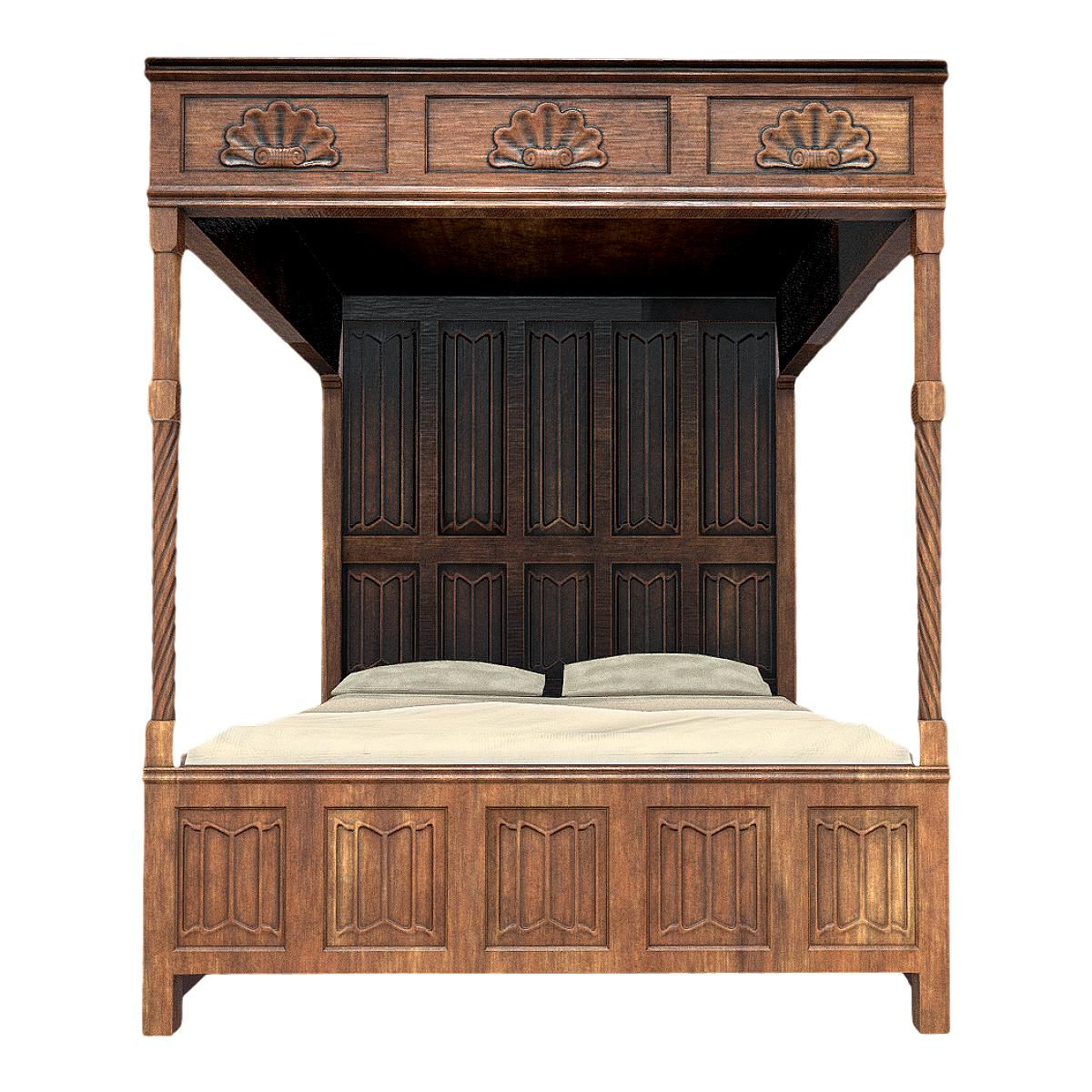 Retro American style classic solid wood four-post double bed