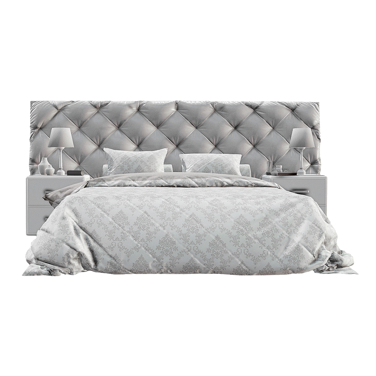 Atmospheric Modern European-style White Leather Soft Bag Large Backrest Double Bed