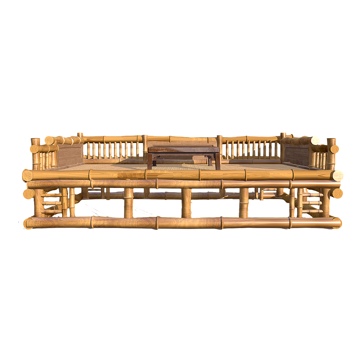 Chinese Simple Zen Style Bamboo Rattan Luohan Bed