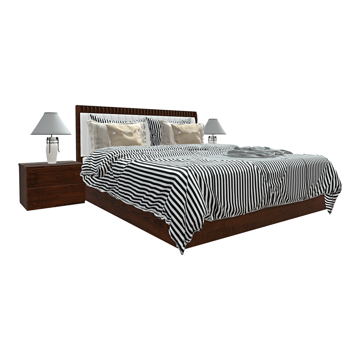 Simple New Chinese Style Floor Bed with Bedside Table Soft Bag Backrest Double Legless Floor Bed