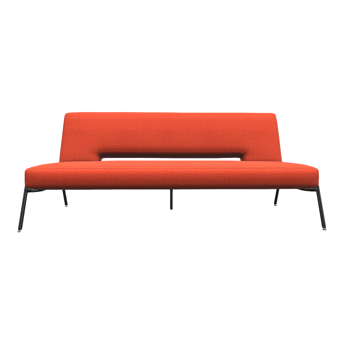 Nordic minimalist orange-red fabric one-character multi-seat folding sofa