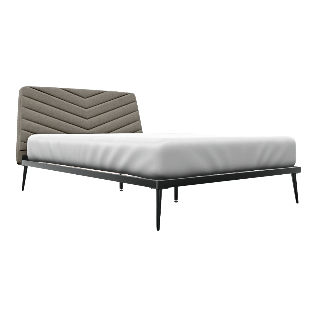 Simple Light Luxury dark gray Fabric Soft Bag Backrest Iron Frame Double Bed