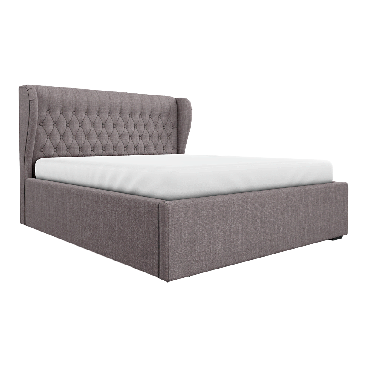 Nordic Simple Light Luxury dark gray Fabric Soft Bag Double Bed with Backrest