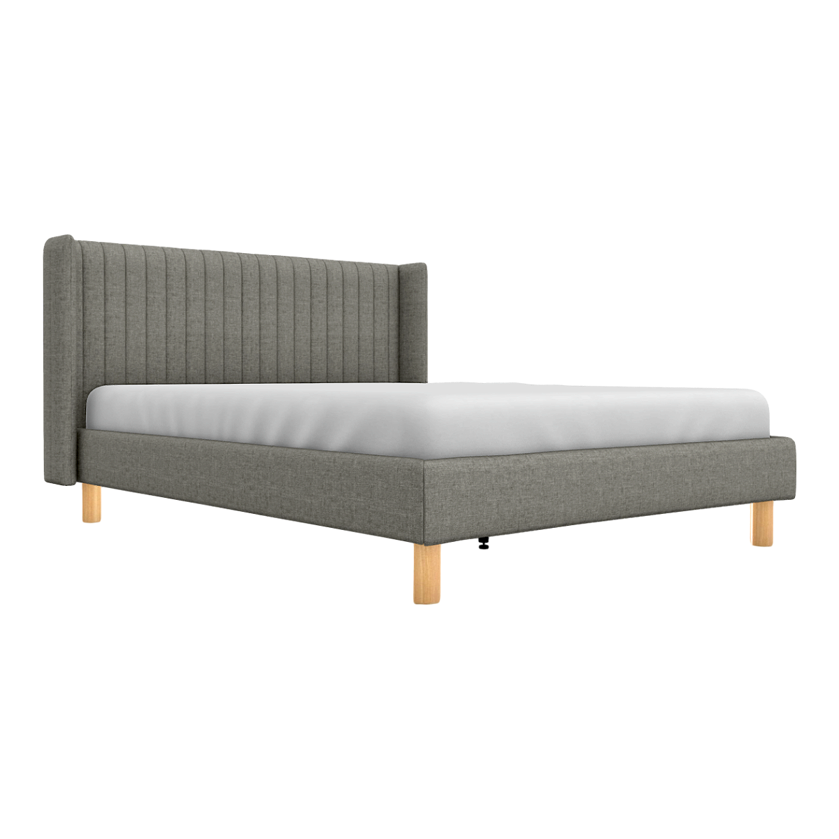 Simple Nordic Grey Fabric Double Bed with Backrest