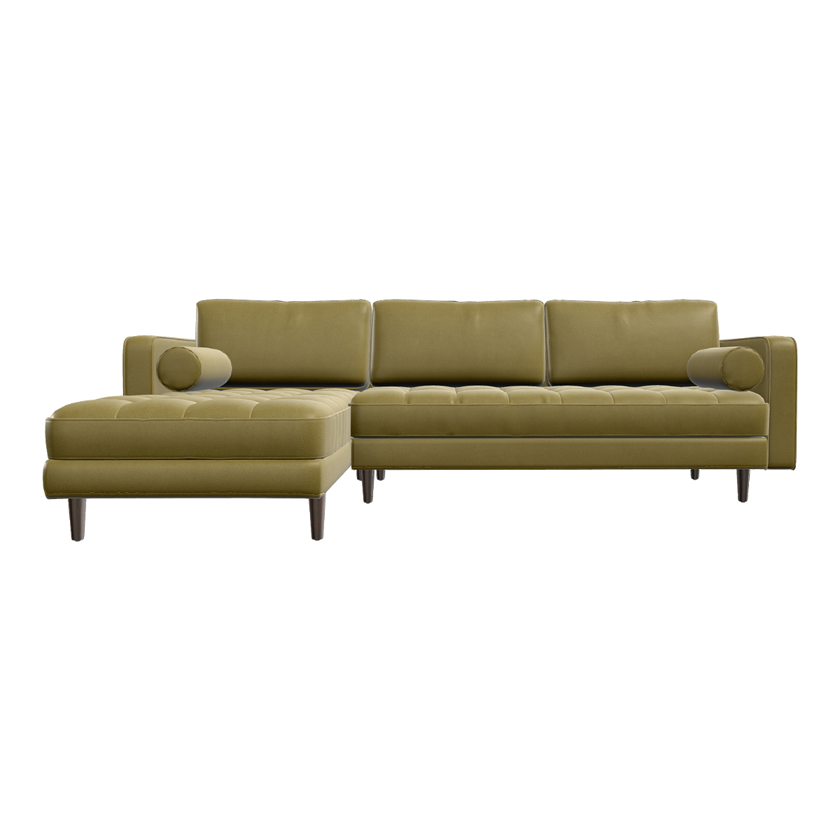 Nordic Simple Olive Leather Sofa Left Corner Multi-seat Sofa