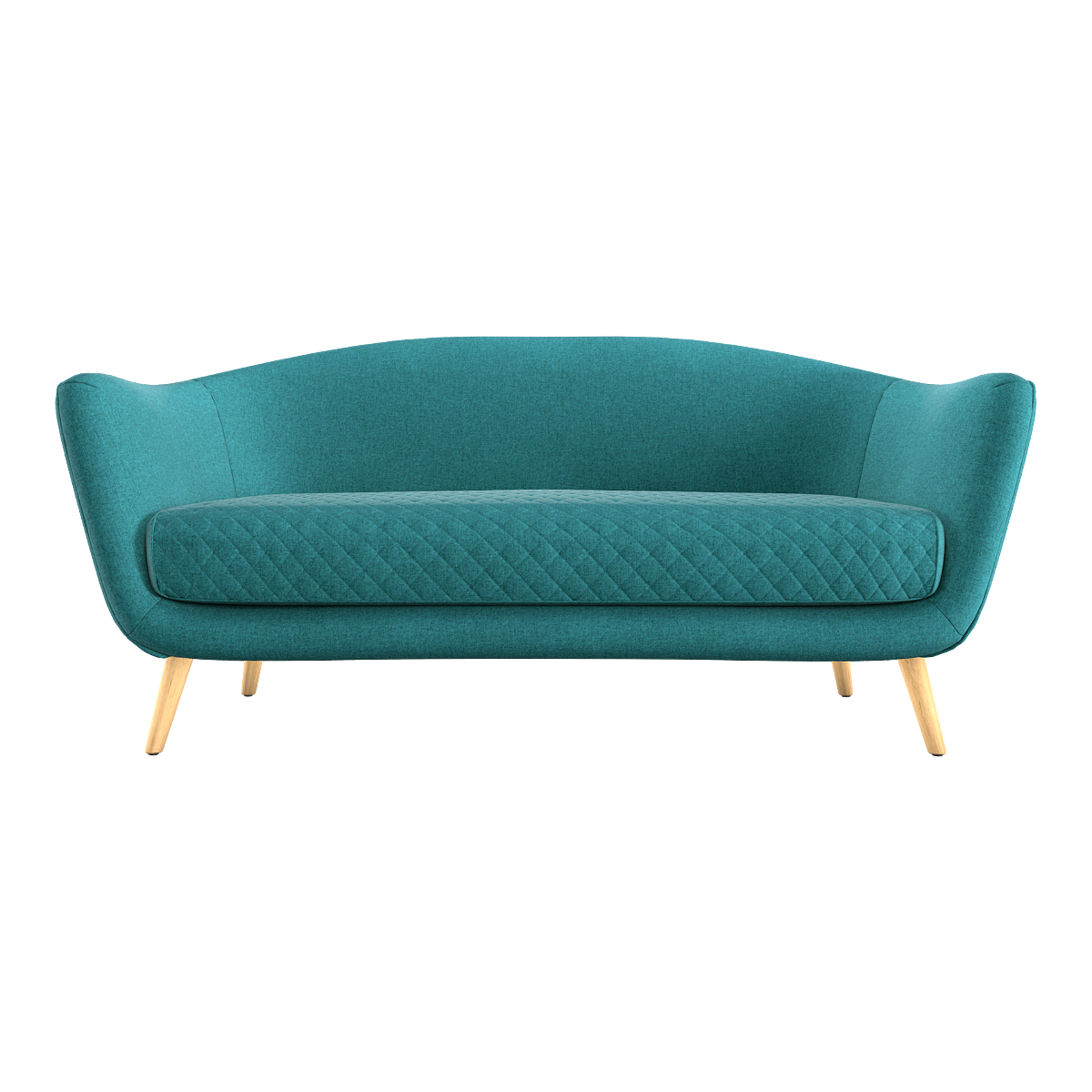 Simple American Style Light Luxury Peacock Blue Fabric Multi-seat Sofa In-line Sofa