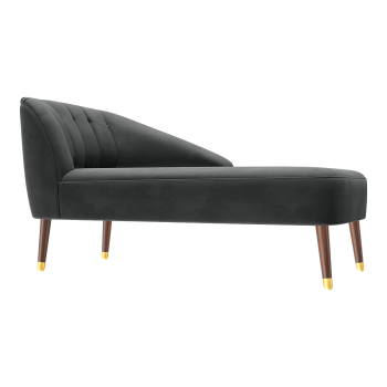 Simple Italian Light Luxury Black Grey Velvet Chaise Sofa