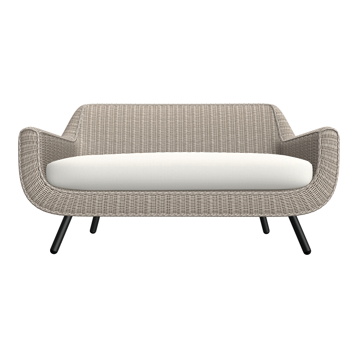 Minimalist Japanese-style light gray rattan white fabric soft bag in-line sofa multi-seat high-foot sofa