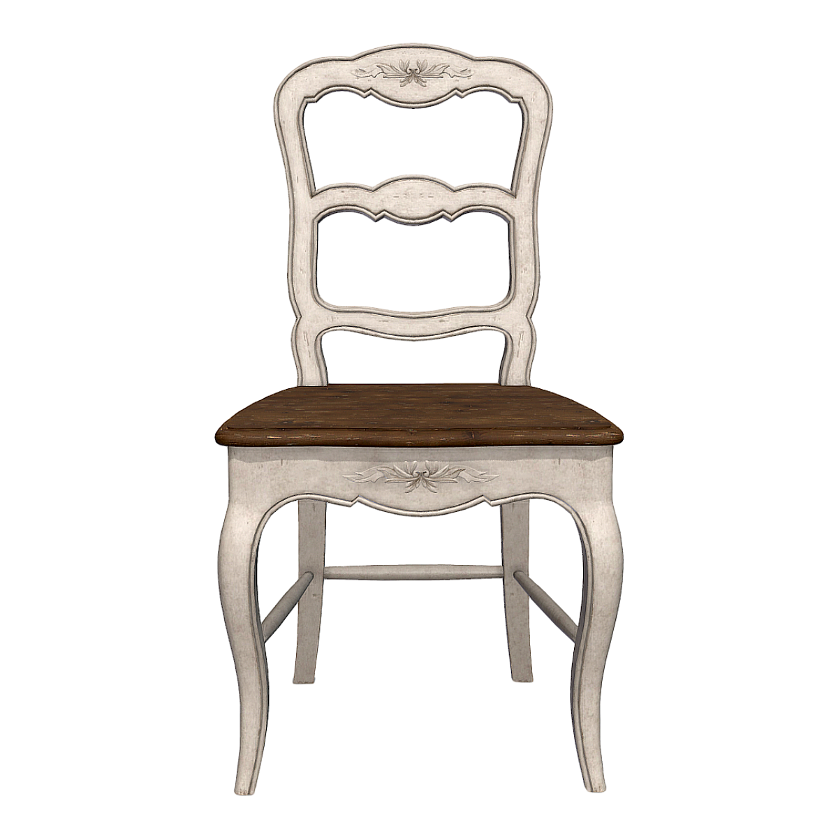 Vintage French Style White Full Solid Wood Backrest Dining Chair