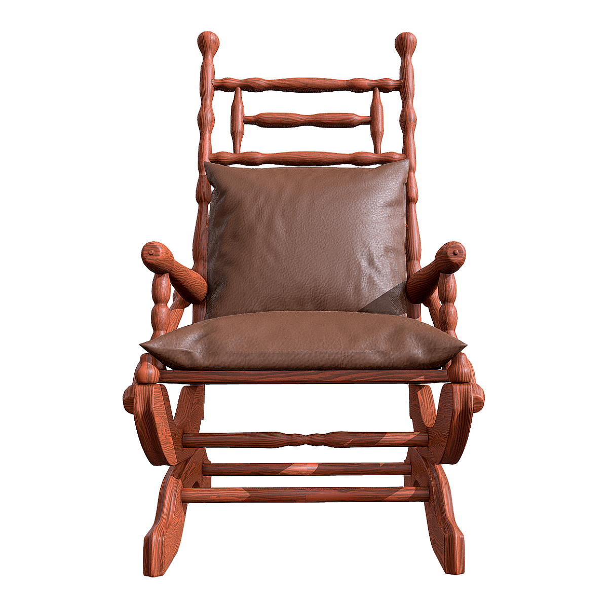 New Chinese Casual Leather Soft Bag Solid Wood Backrest Armchair