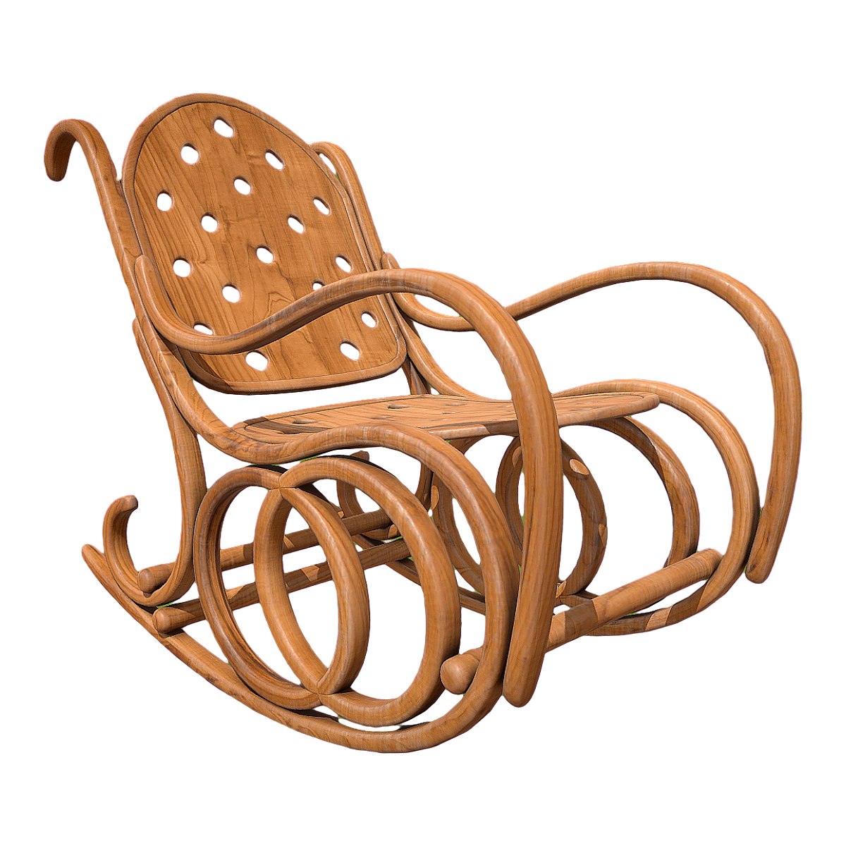 Casual Solid Wood Hollow-out Sonette Rocking Chair