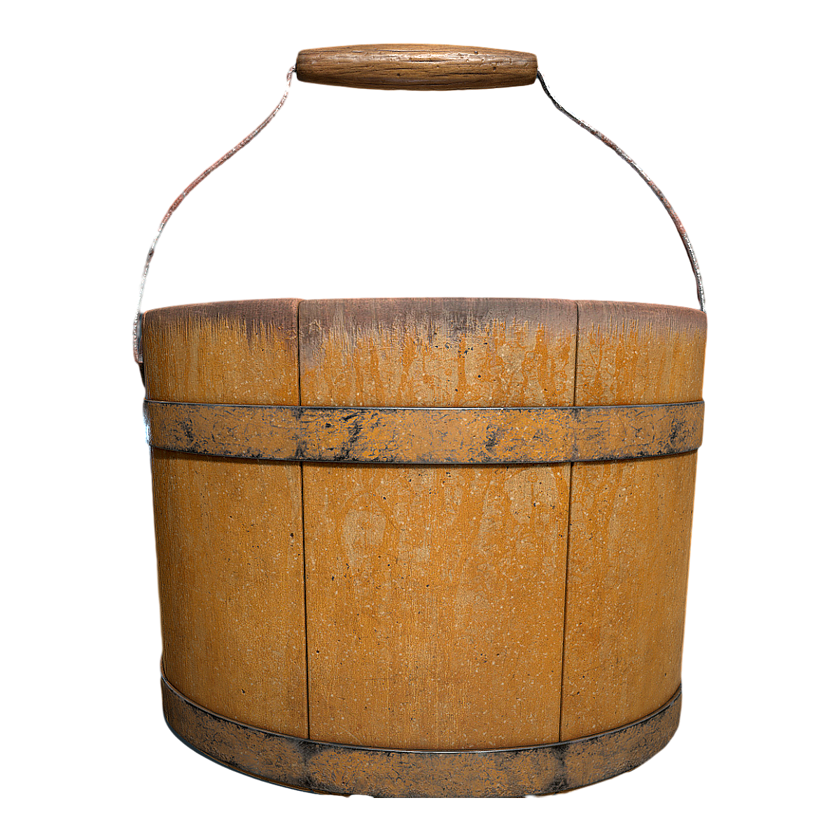 Vintage distressed solid wooden bucket with handle