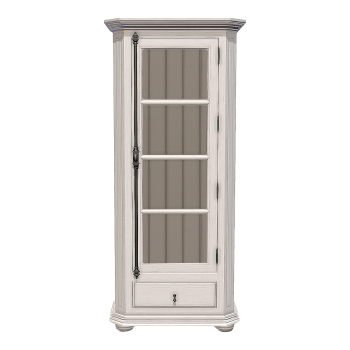 American Style Retro Simple Ivory White Glass Door-type Solid Wood Storage Cabinet