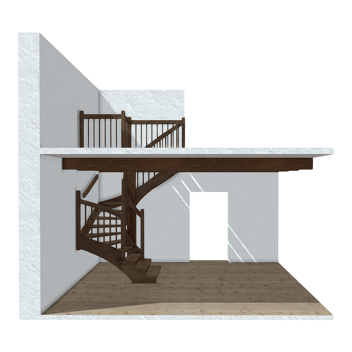 Solid wood staircase double-layer wooden floor apartment space