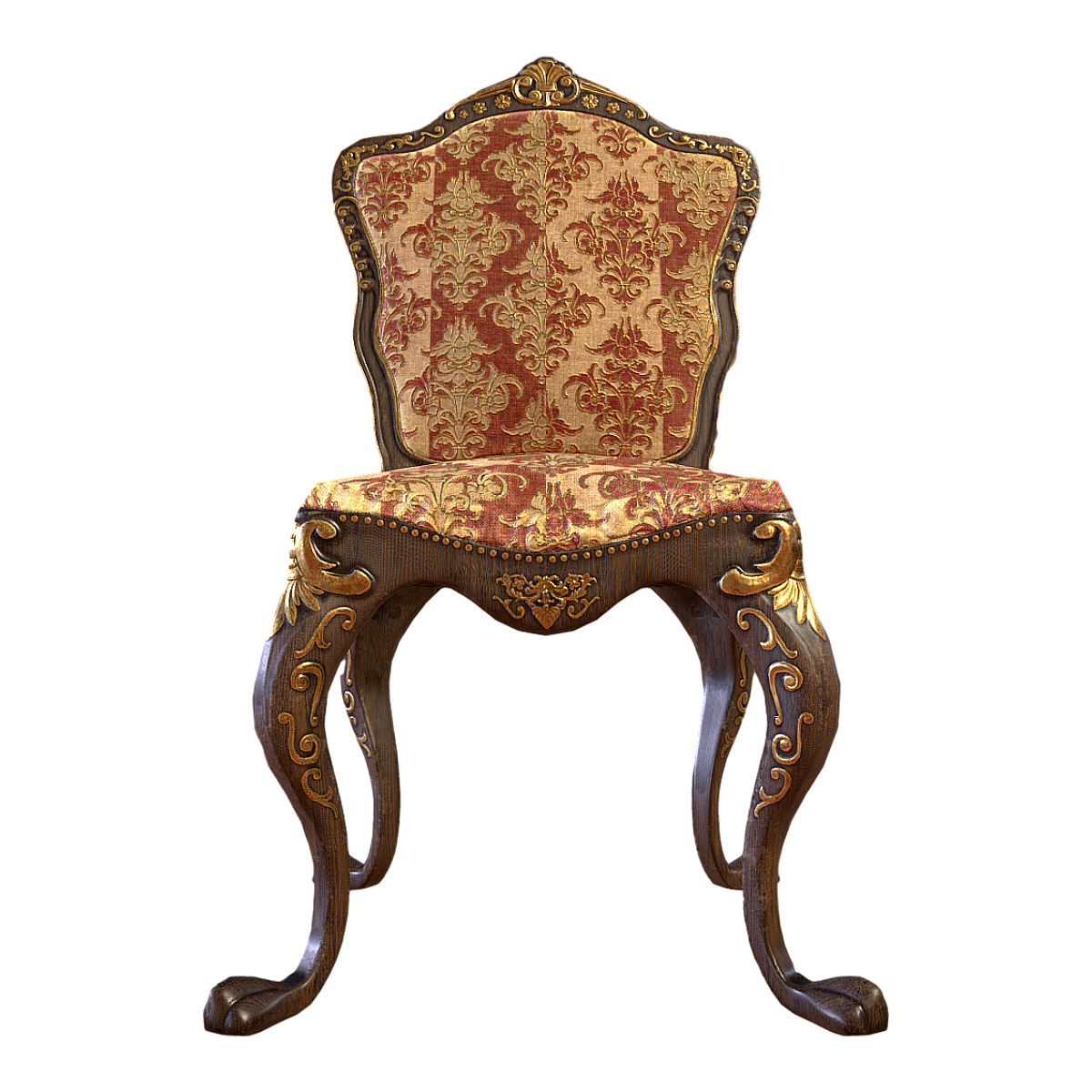 Retro European-style Luxury Fabric Soft Bag Solid Wood Carved Backrest Chair