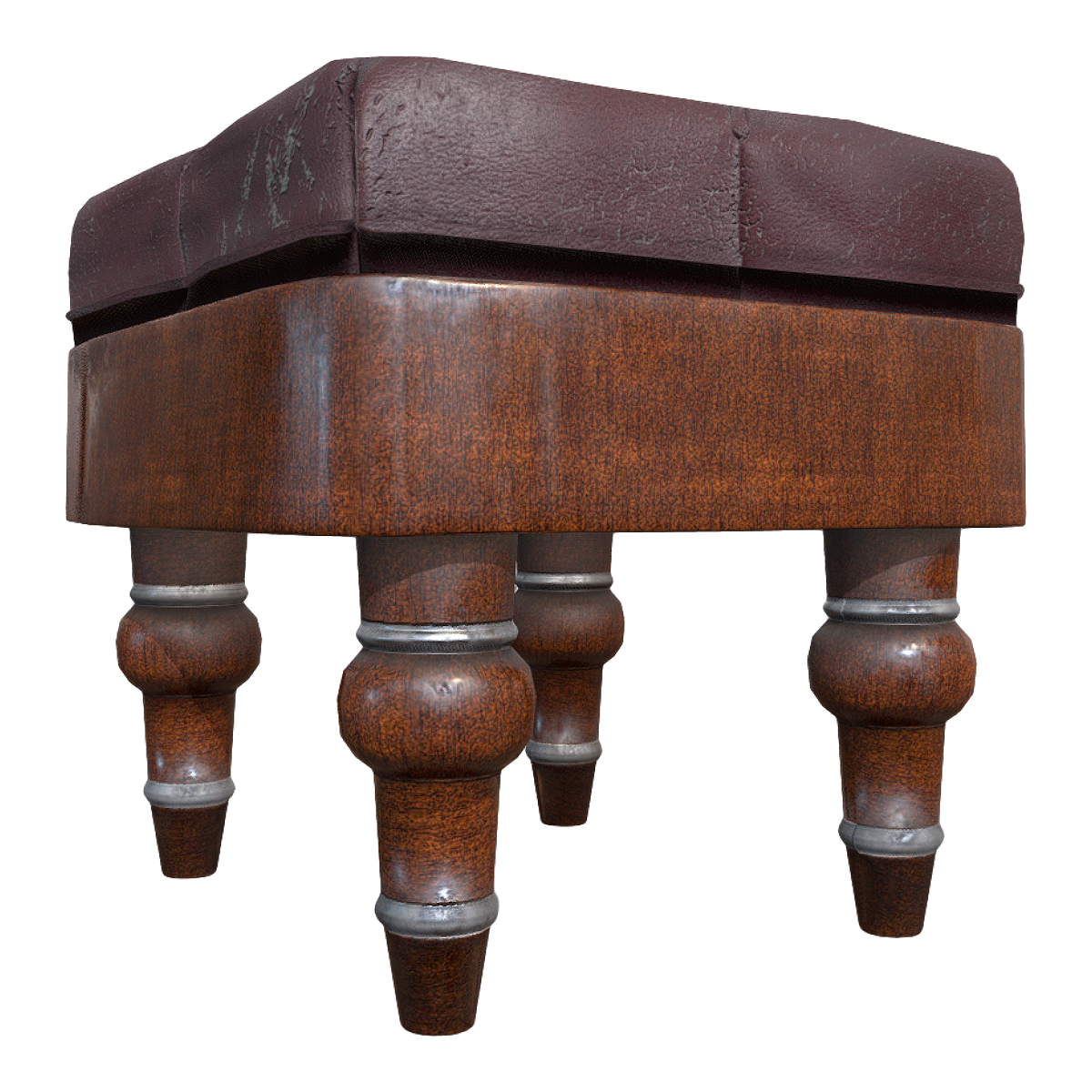 Vintage distressed American leather soft bag sofa stool