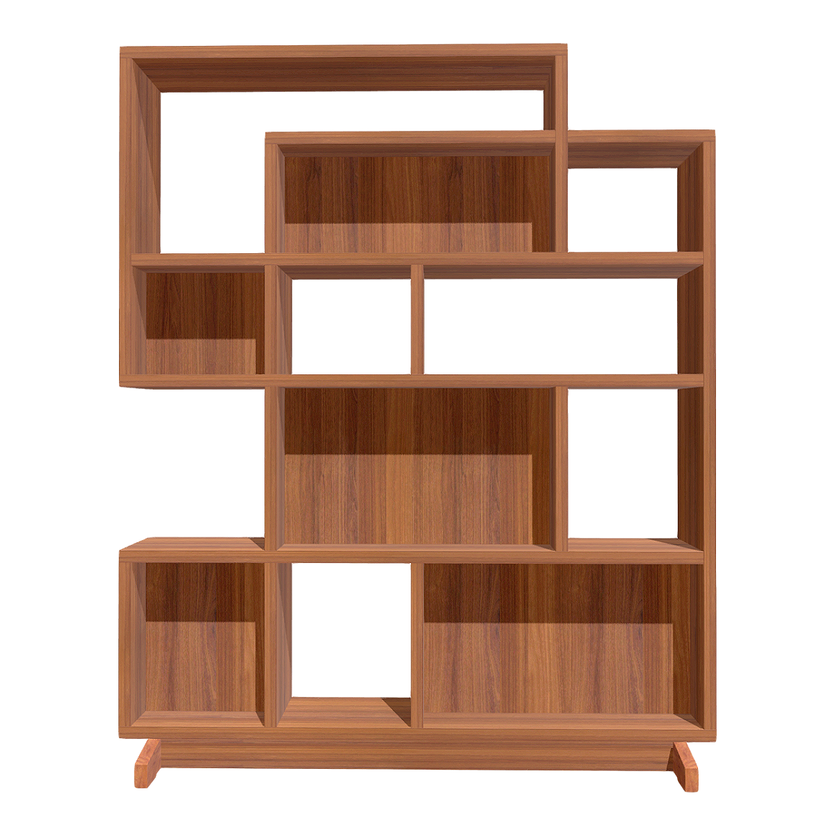 Japanese Style Simple Walnut Color Solid Wood Floor Bookshelf